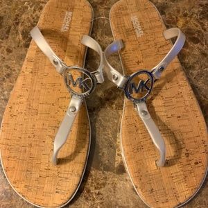 Michael Kors- Gray Jelly Cork bottom flip flops